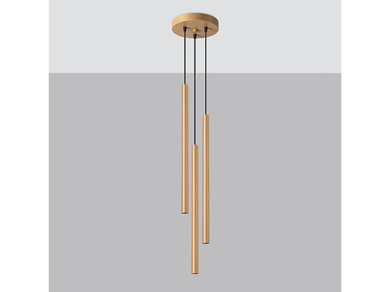 Lampy wiszące nowoczesny Brill, stal - 3 źródło światła 4000K - L.20 x H.115 cm - złoty