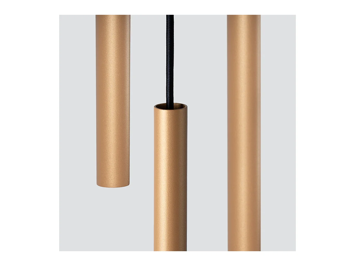 Lampade a sospensione Brill moderno di acciaio - 3 sorgenti luminose 4000K - L.20 x A.115 cm - d'oro