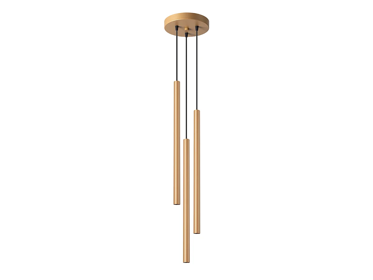 Lampes suspendues Brill moderne en acier - 3 sources lumineuses 4000K - L.20 x H.115 cm - doré