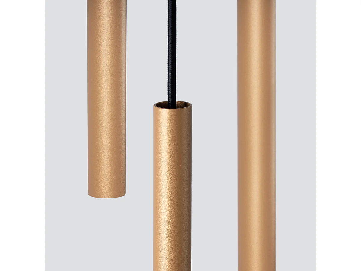 Lampes suspendues Brill moderne en acier - 3 sources lumineuses 4000K - L.20 x H.115 cm - doré