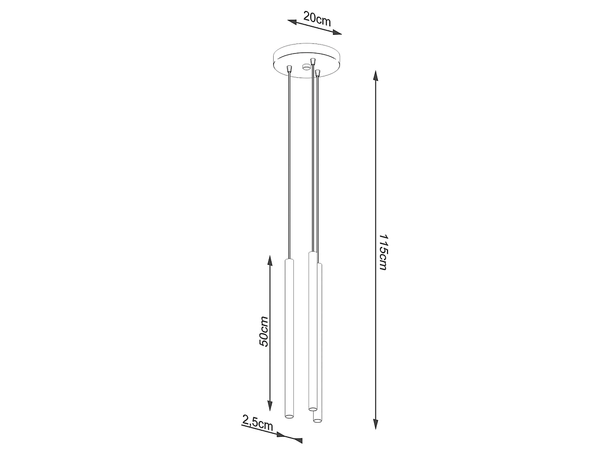 Lampes suspendues Brill moderne en acier - 3 sources lumineuses 4000K - L.20 x H.115 cm - doré