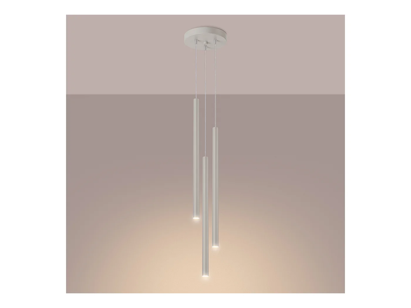 Lampada a sospensione Brill moderno di acciaio - 3 sorgenti luminose 4000K - L.19,5 x A.104 cm - beige