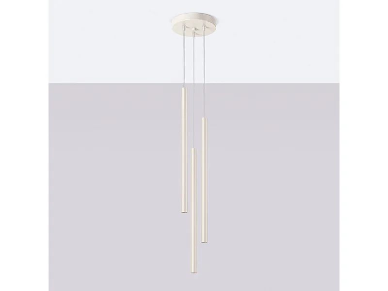 Lampa wisząca nowoczesny Brill, stal - 3 źródło światła 4000K - L.19.5 x H.104 cm - beżowy