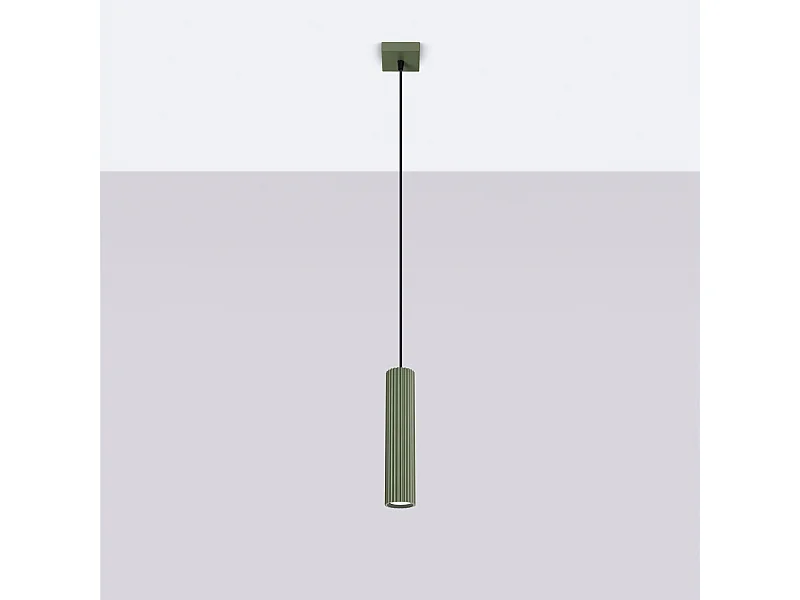 Lampa wisząca minimalistyczny Gloow, aluminium - 1 źródło światła 4000K - L.8 x H.118 cm - zielony oliwkowy