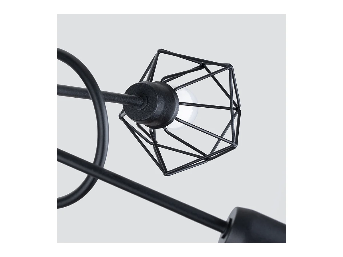 Lustres Lunova moderne en acier - 5 sources lumineuses 3000K - L.58 x H.28,5 cm - noir