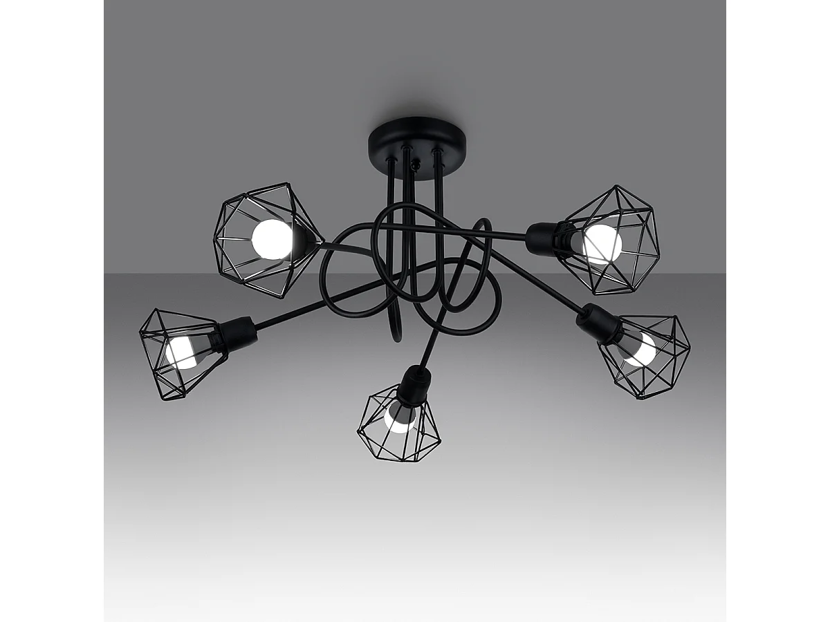 Kroonluchters Lunova modern van  - 5 lichtbronnen 3000K - L.58 x H.28,5 cm - zwart