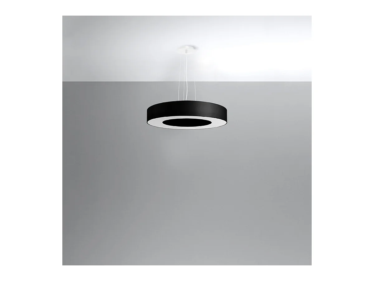Lustres Astrona slim minimalista, tecido/PVC/aço - 5 fontes de luz 3000K - L.50 x H.102 cm - preto