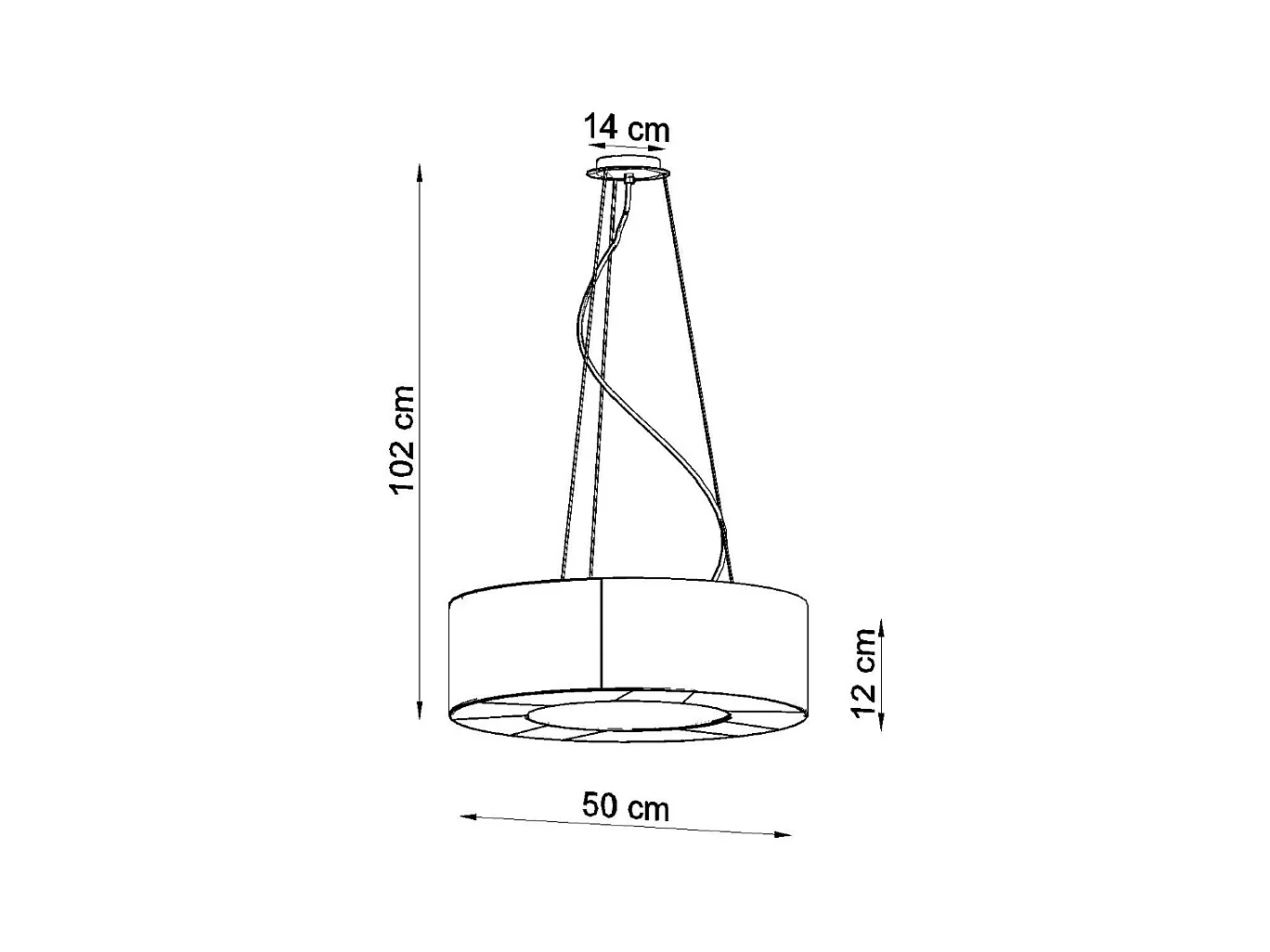 Lustres Astrona slim minimalista, tecido/PVC/aço - 5 fontes de luz 3000K - L.50 x H.102 cm - preto