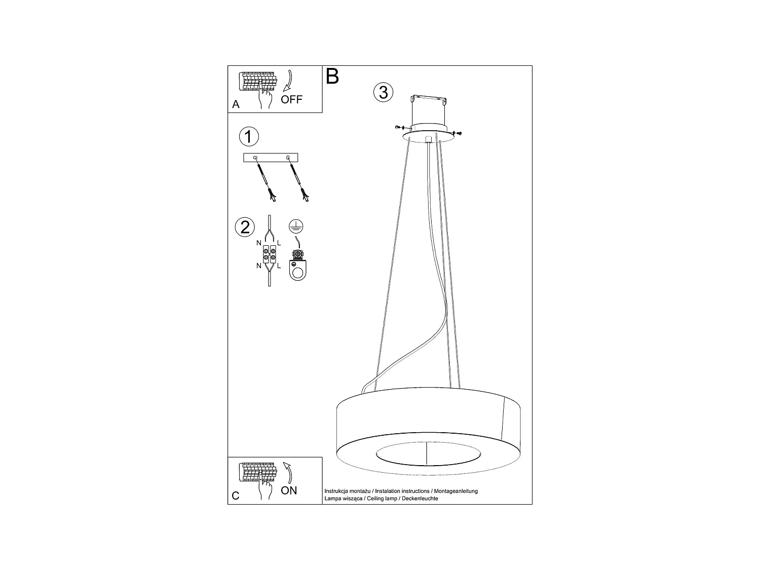 Lustres Astrona slim minimalista, tecido/PVC/aço - 5 fontes de luz 3000K - L.50 x H.102 cm - preto