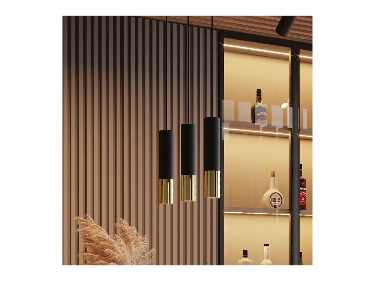 Hanglampen Zarpex modern van  - 2 lichtbronnen 3000K - L.30 x H.90 cm - zwart goud