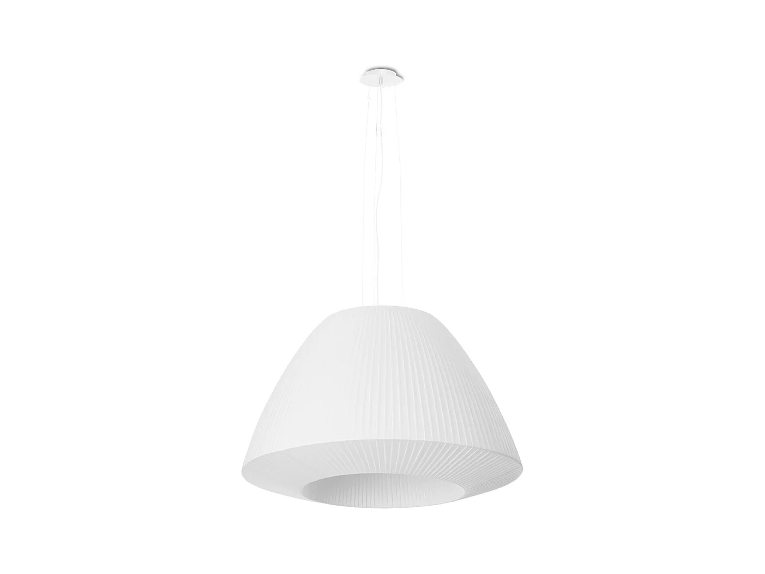 Lustres Vella moderne en tissu/verre/acier - 3 sources lumineuses 3000K - L.60 x H.138 cm - blanc