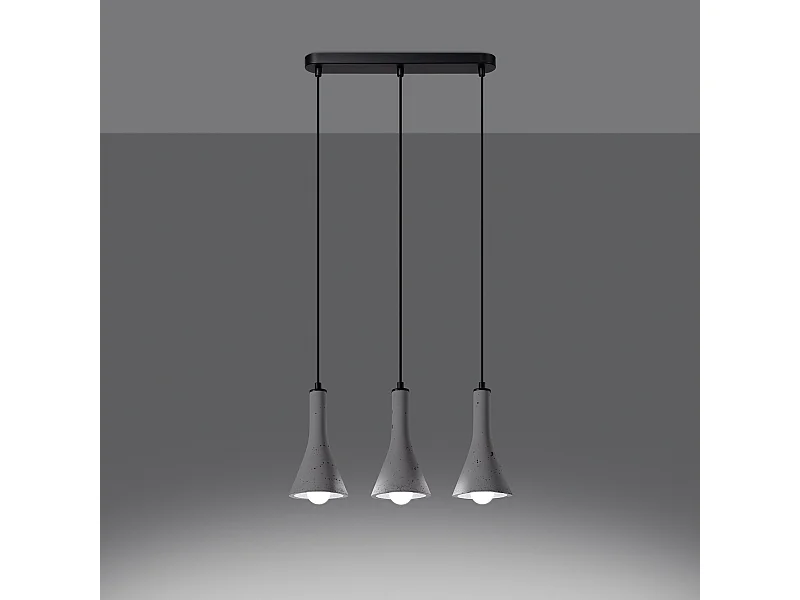 Lampes suspendues Lum moderne en béton - 3 sources lumineuses 3000K - L.46 x H.110 cm - gris
