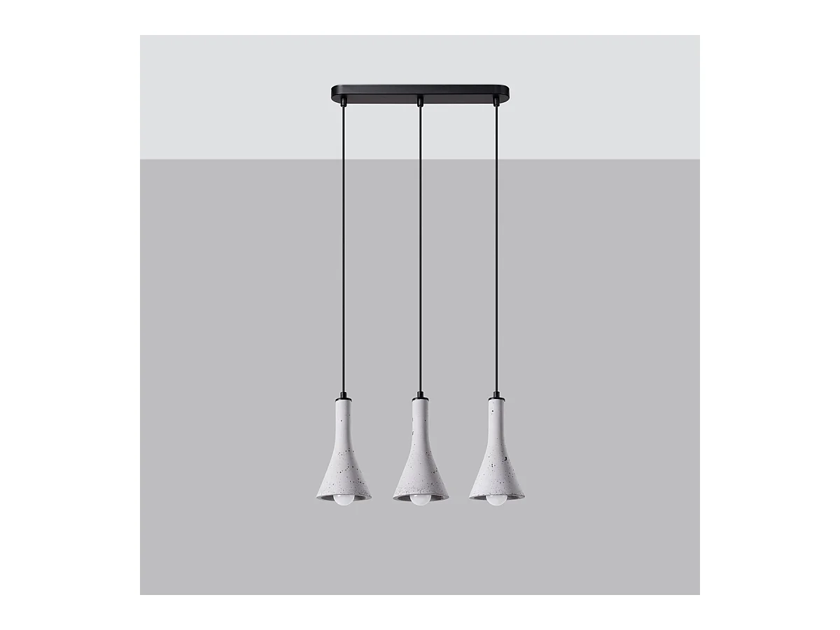Lampes suspendues Lum moderne en béton - 3 sources lumineuses 3000K - L.46 x H.110 cm - gris