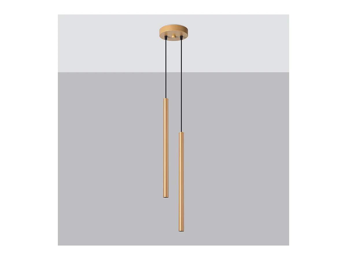 Lampy wiszące nowoczesny Brill, stal - 2 źródło światła 3000K - L.15 x H.118 cm - złoty