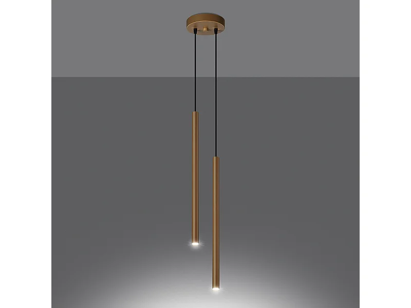 Lampes suspendues Brill moderne en acier - 2 sources lumineuses 3000K - L.15 x H.118 cm - doré