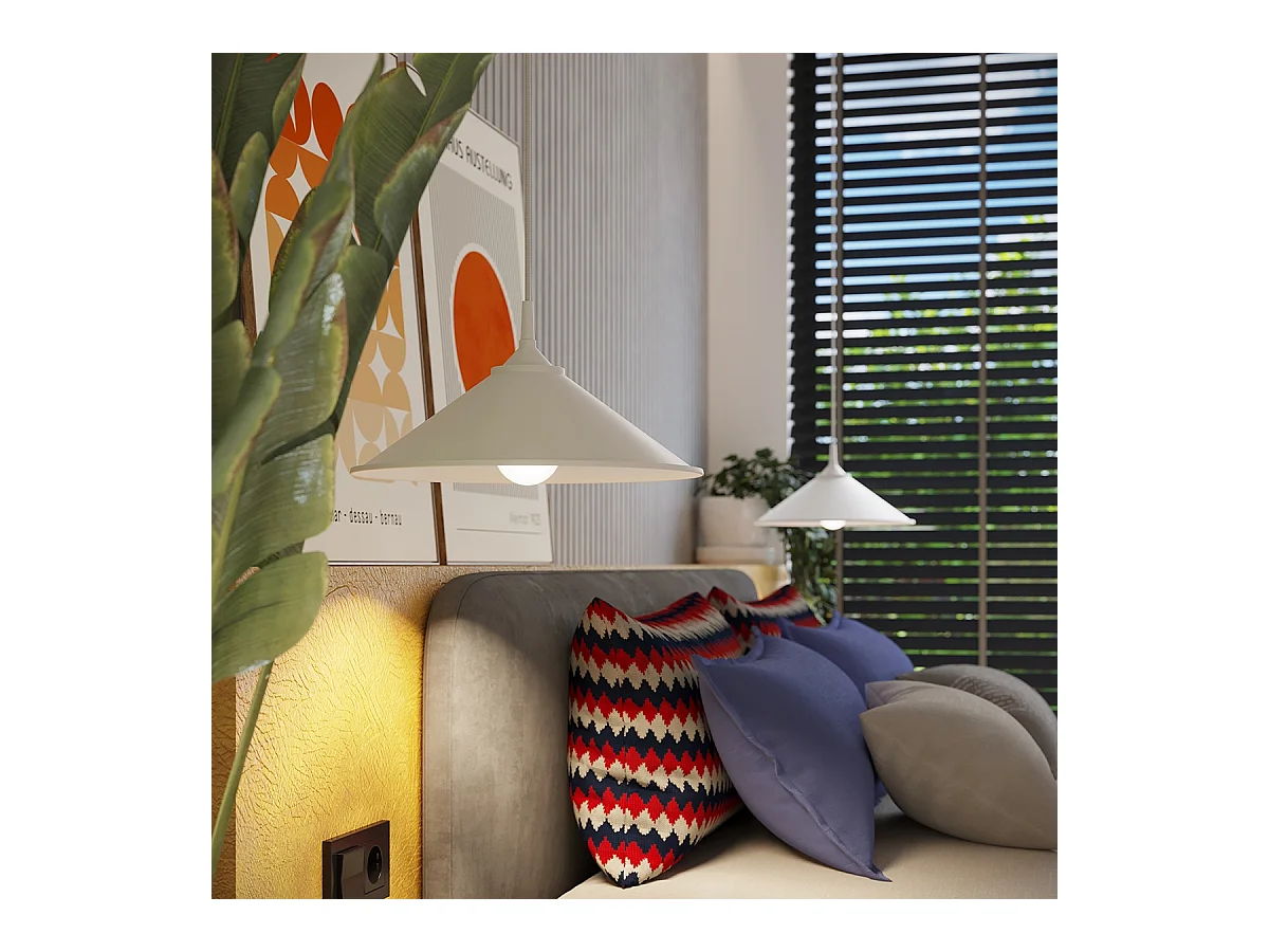 Lampy wiszące skandynawski Paloa, stal - 1 źródło światła 3000K - L.30 x H.76 cm - biały