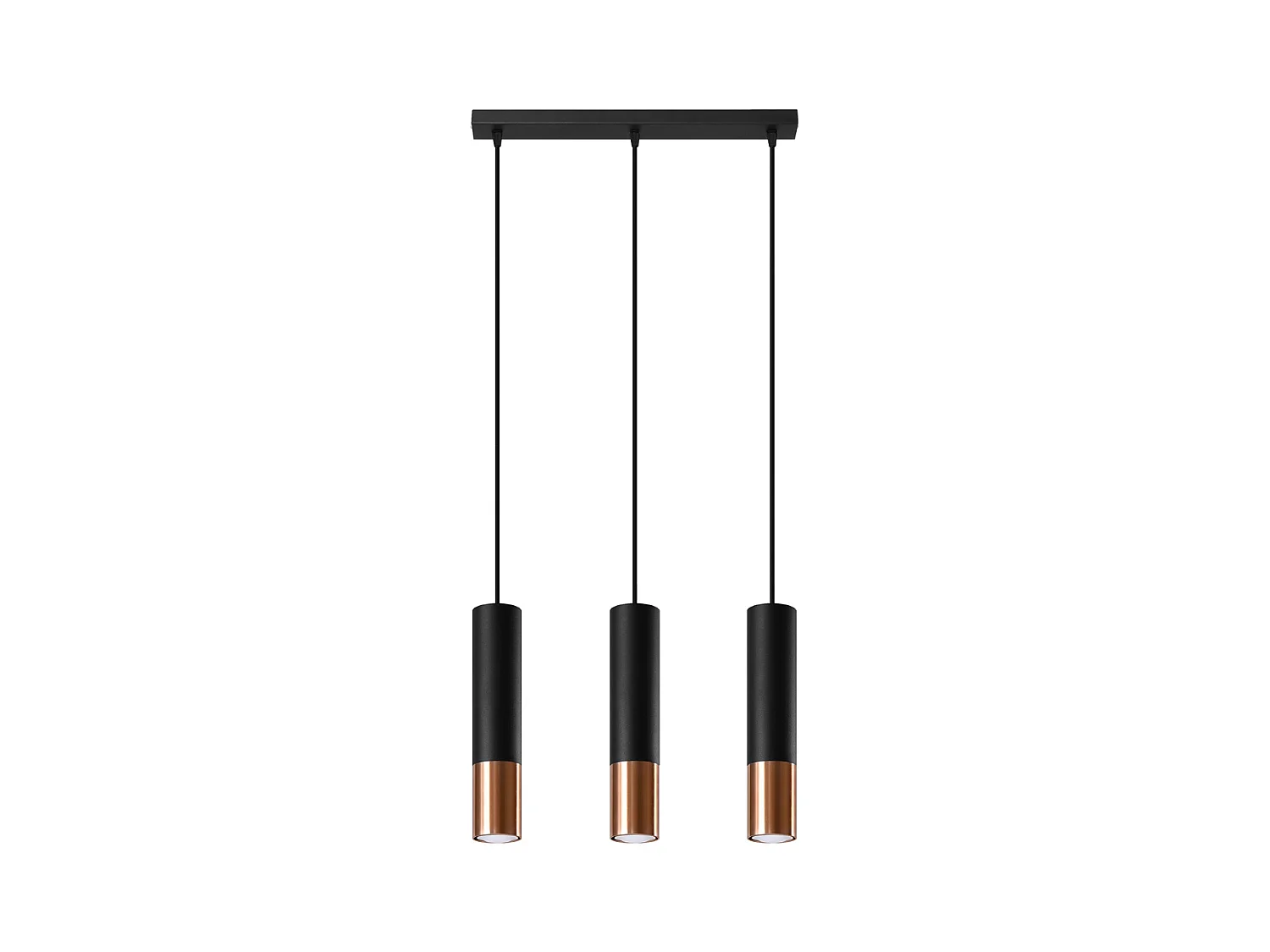 Hanglampen Zarpex modern van  - 3 lichtbronnen 3000K - L.45 x H.90 cm - zwart/koper