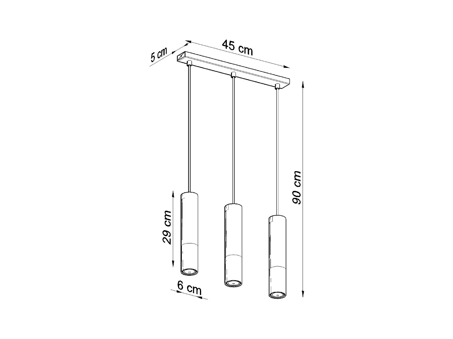 Hanglampen Zarpex modern van  - 3 lichtbronnen 3000K - L.45 x H.90 cm - zwart/koper