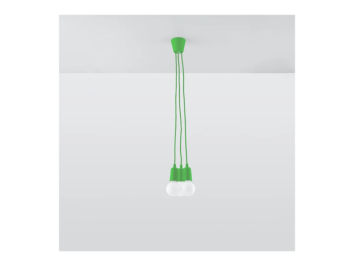 Lampes suspendues Astis moderne en PVC - 3 sources lumineuses 3000K - L.15 x H.90 cm - vert