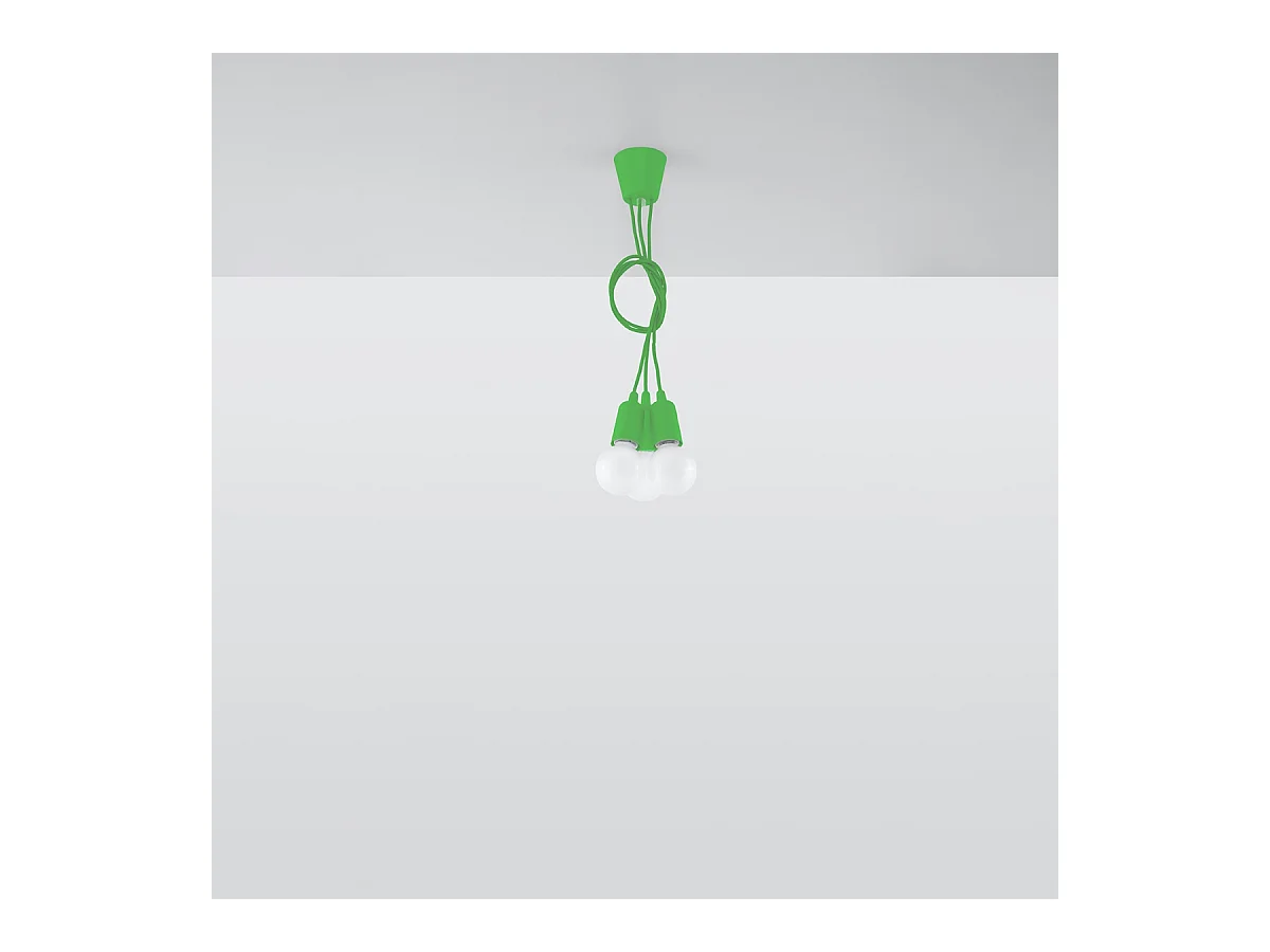 Lampes suspendues Astis moderne en PVC - 3 sources lumineuses 3000K - L.15 x H.90 cm - vert