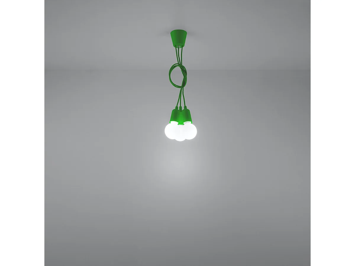 Lampes suspendues Astis moderne en PVC - 3 sources lumineuses 3000K - L.15 x H.90 cm - vert