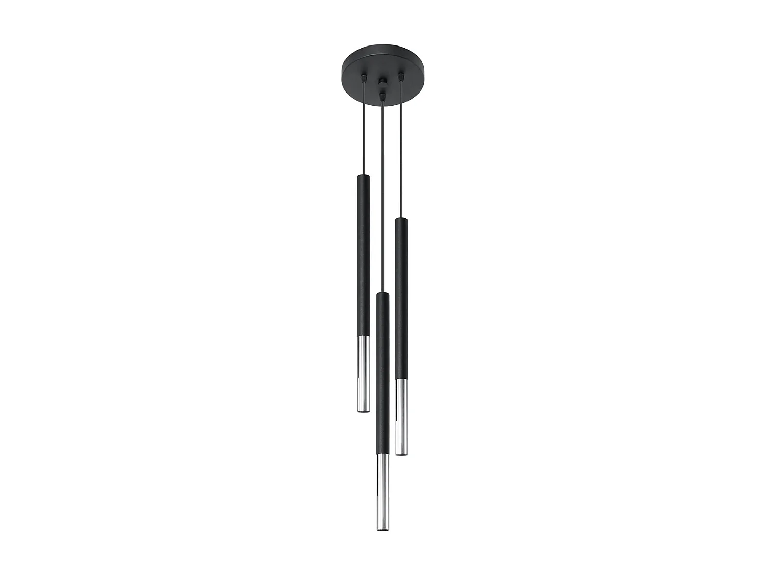 Lampes suspendues Flar moderne en acier - 3 sources lumineuses 3000K - L.20 x H.90 cm - noir/chromé