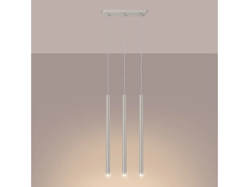 Lampe à suspension Brill moderne en acier - 3 sources lumineuses 3000K - L.30 x H.94 cm - beige