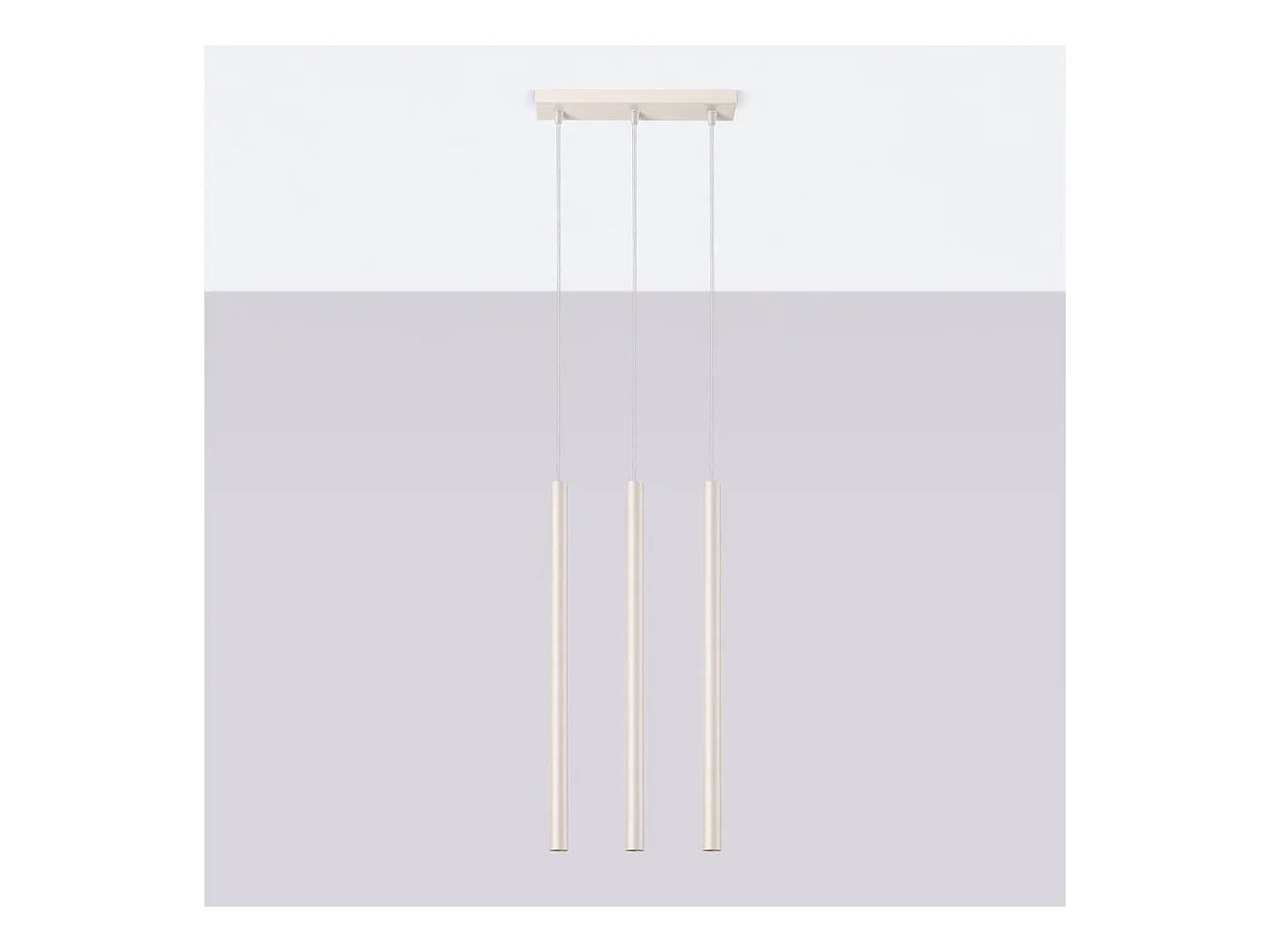 Lampada a sospensione Brill moderno di acciaio - 3 sorgenti luminose 3000K - L.30 x A.94 cm - beige