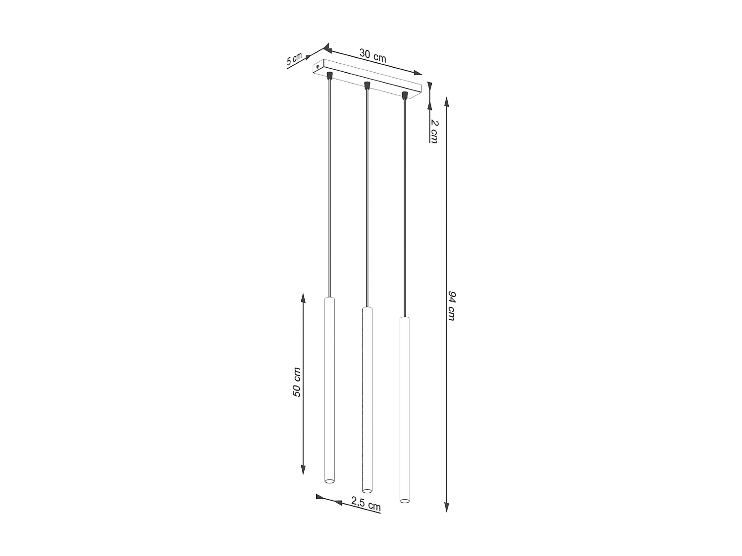 Lampe à suspension Brill moderne en acier - 3 sources lumineuses 3000K - L.30 x H.94 cm - beige
