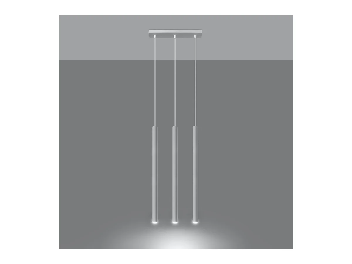 Lampes suspendues Brill moderne en acier - 3 sources lumineuses 4000K - L.30 x H.90 cm - blanc