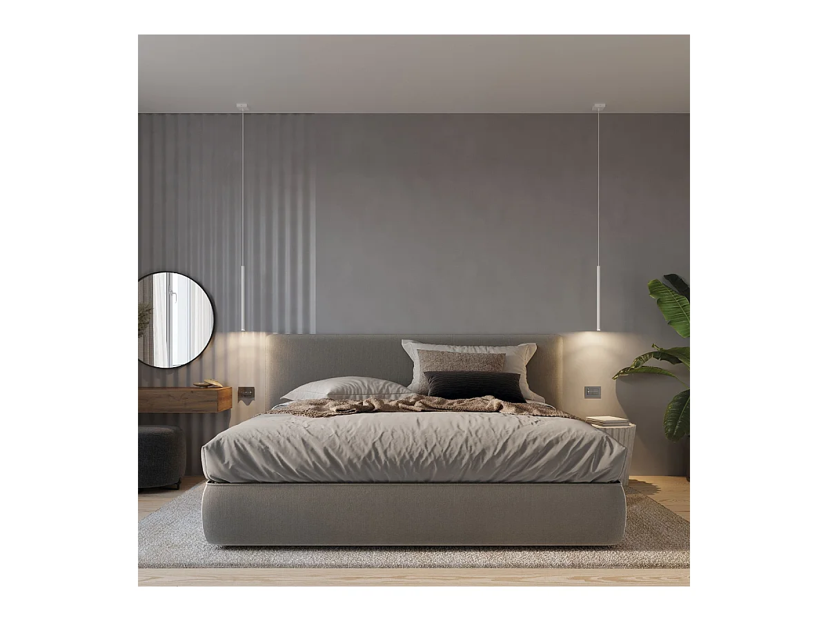 Lampes suspendues Brill moderne en acier - 3 sources lumineuses 4000K - L.30 x H.90 cm - blanc