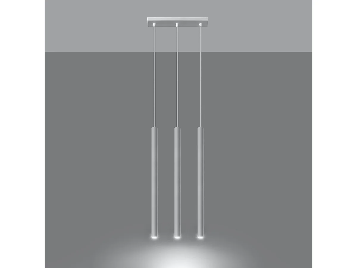 Lampes suspendues Brill moderne en acier - 3 sources lumineuses 4000K - L.30 x H.90 cm - blanc