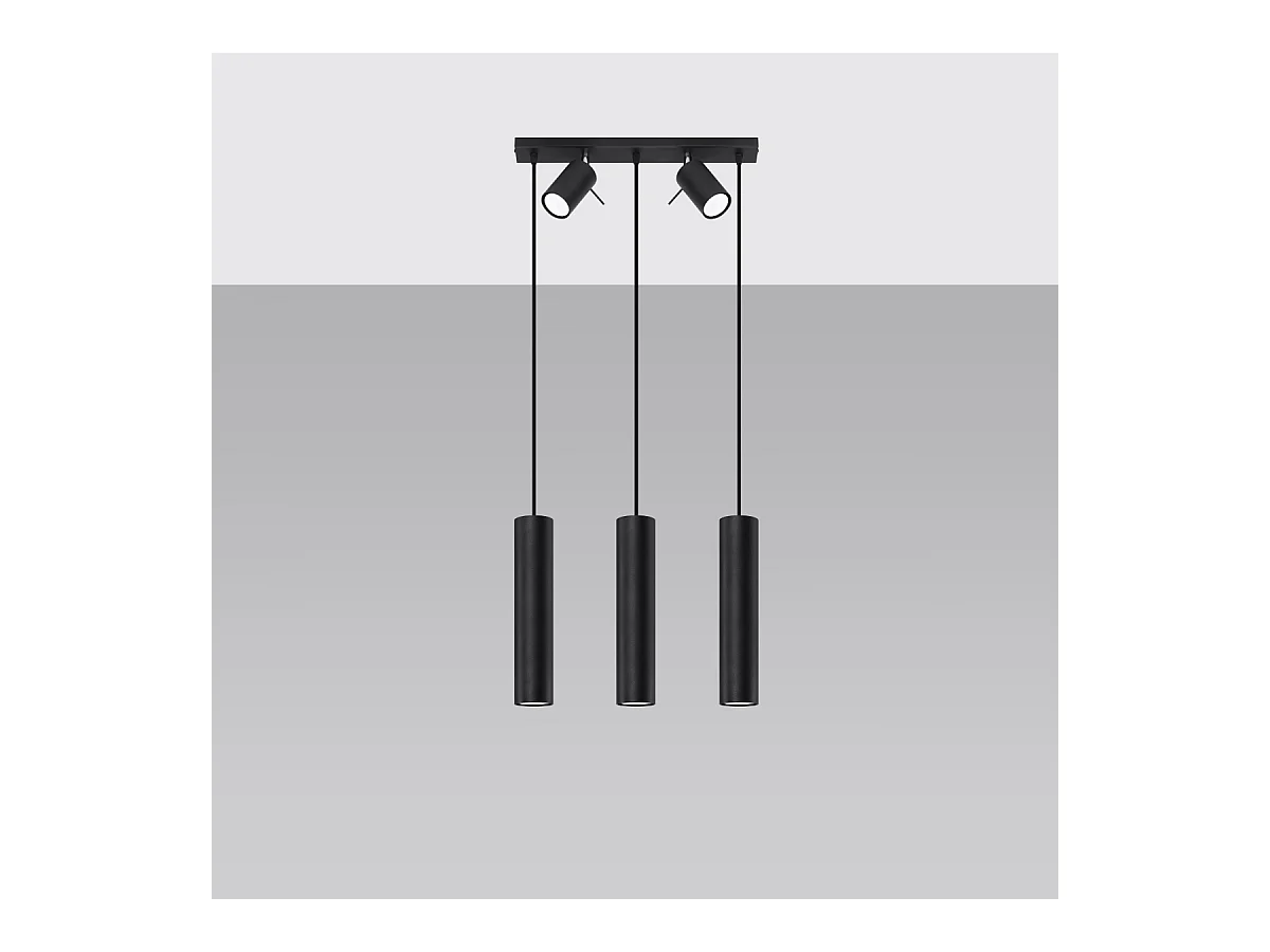 Lampy wiszące nowoczesny Briix, stal - 5 źródło światła 4000K - L.45 x H.100 cm - czarny