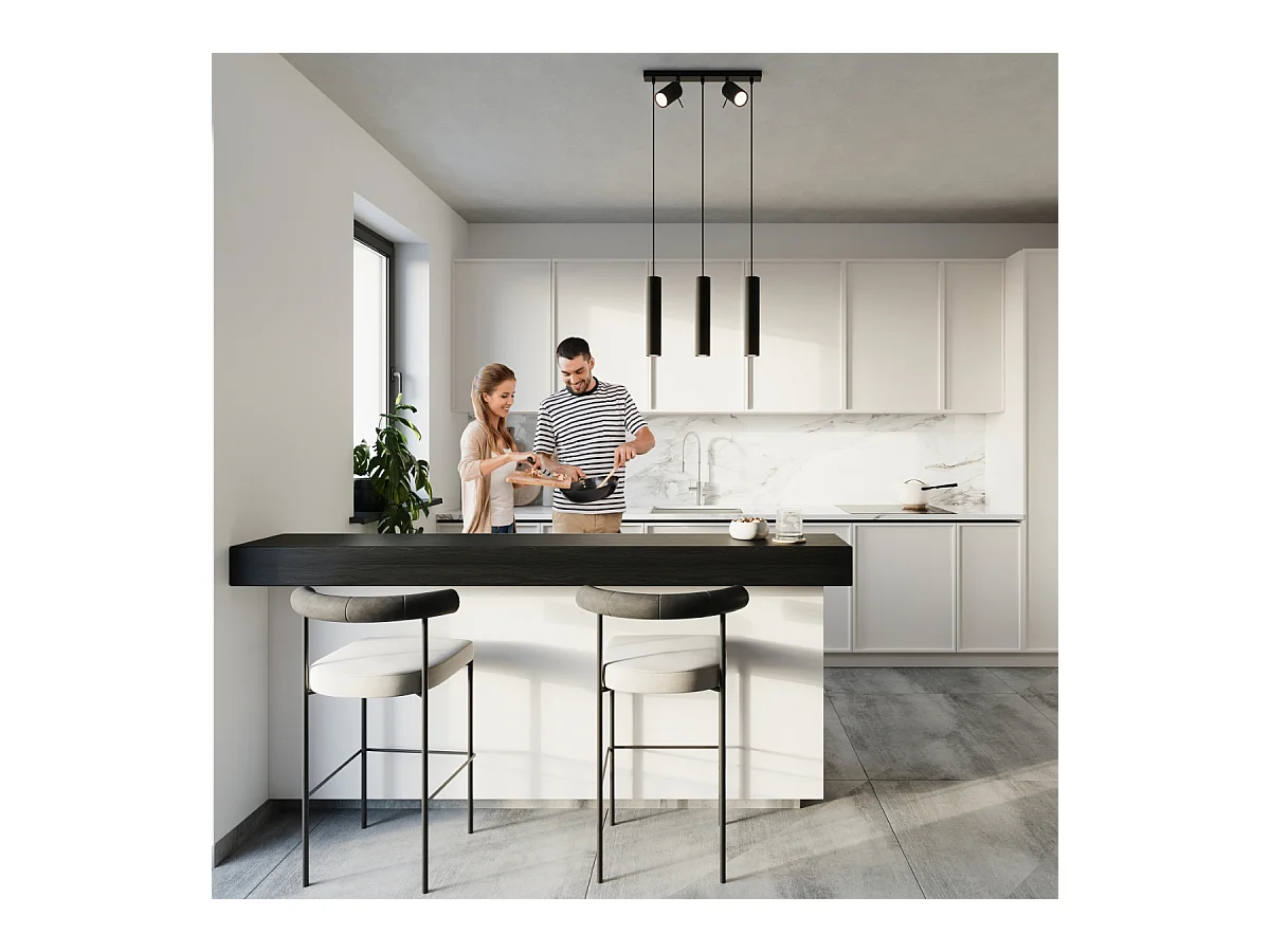 Lampy wiszące nowoczesny Briix, stal - 5 źródło światła 4000K - L.45 x H.100 cm - czarny