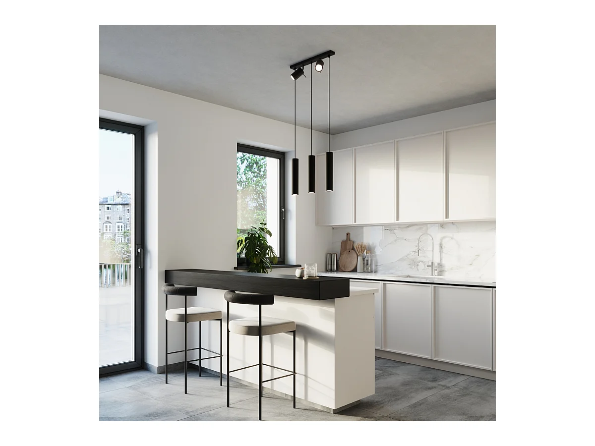 Lampy wiszące nowoczesny Briix, stal - 5 źródło światła 4000K - L.45 x H.100 cm - czarny