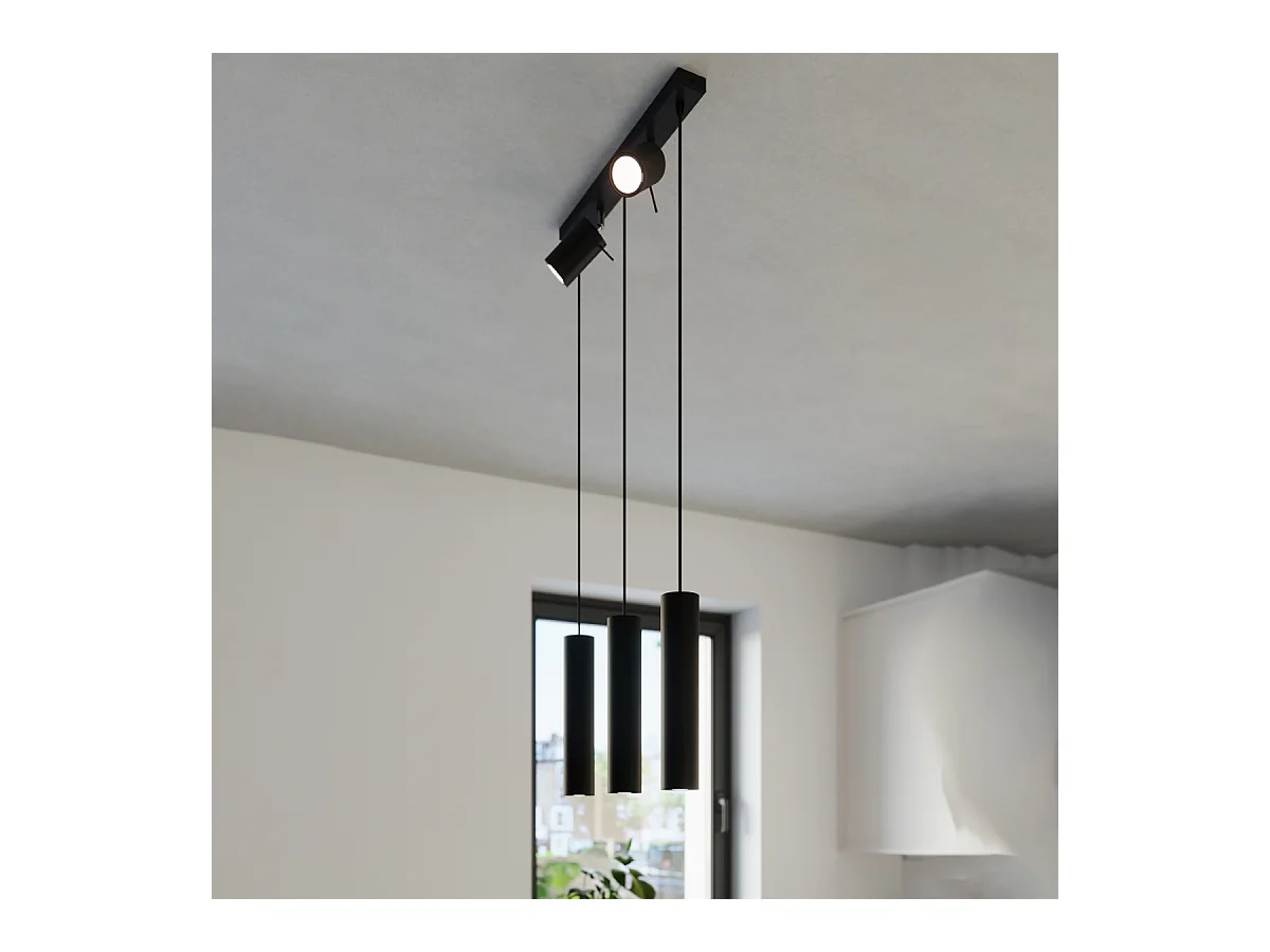 Lampy wiszące nowoczesny Briix, stal - 5 źródło światła 4000K - L.45 x H.100 cm - czarny