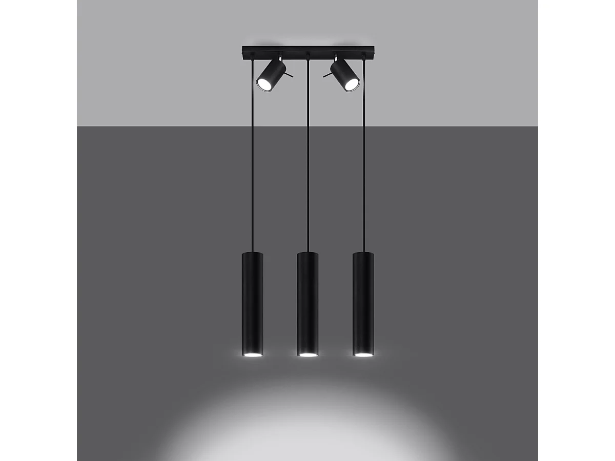 Lampes suspendues Briix moderne en acier - 5 sources lumineuses 4000K - L.45 x H.100 cm - noir
