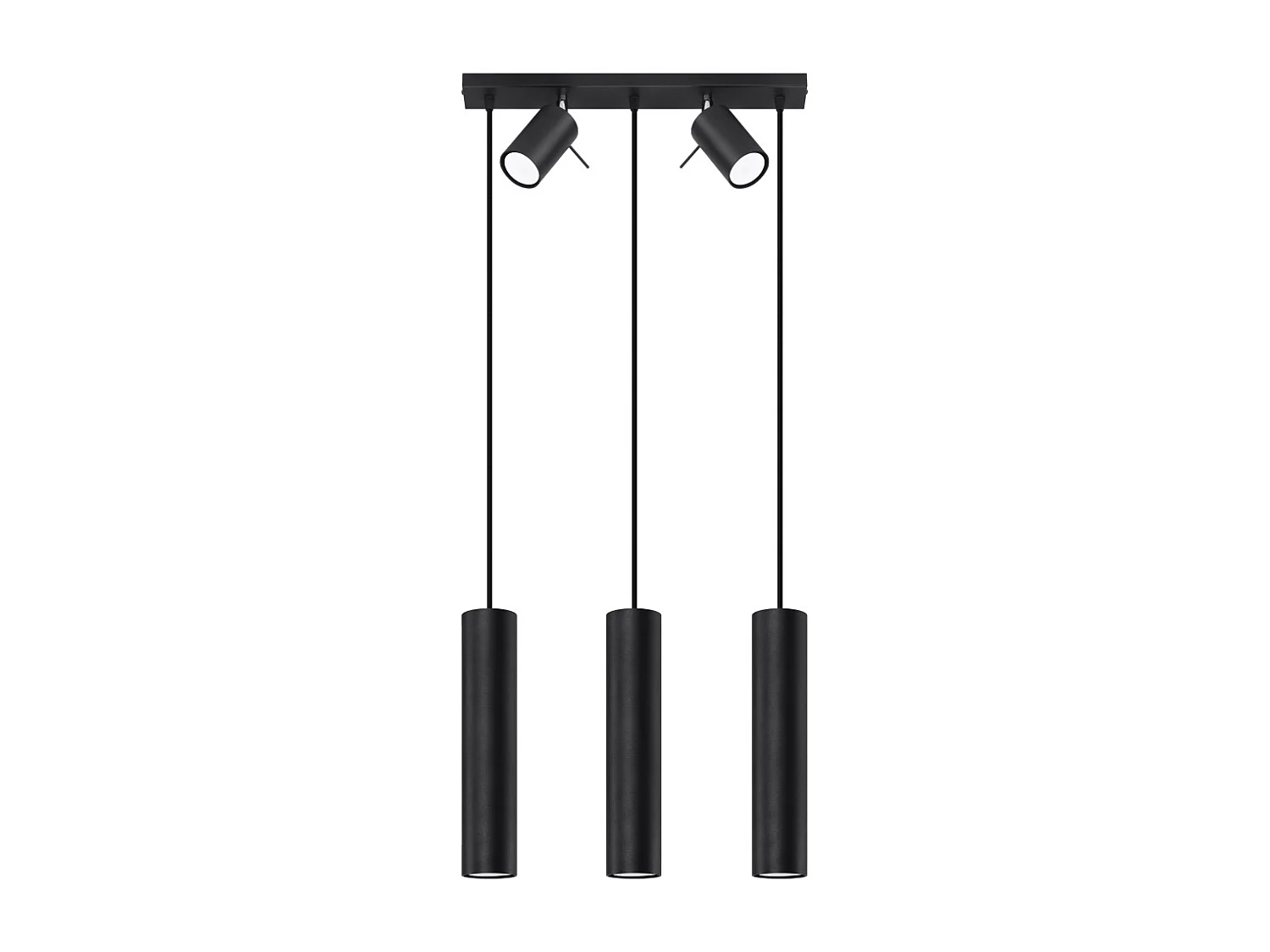 Lampes suspendues Briix moderne en acier - 5 sources lumineuses 4000K - L.45 x H.100 cm - noir