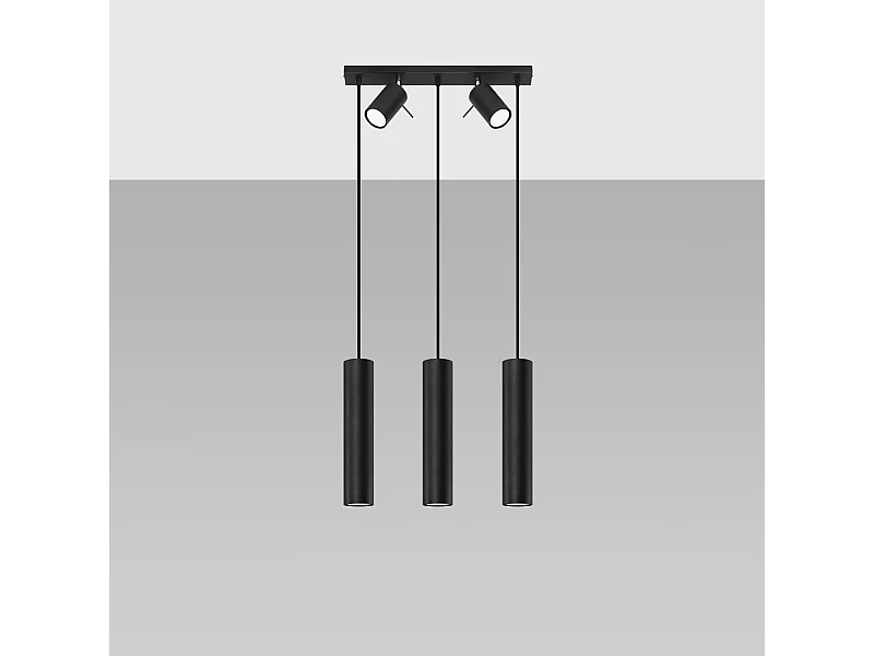 Lampy wiszące nowoczesny Briix, stal - 5 źródło światła 4000K - L.45 x H.100 cm - czarny