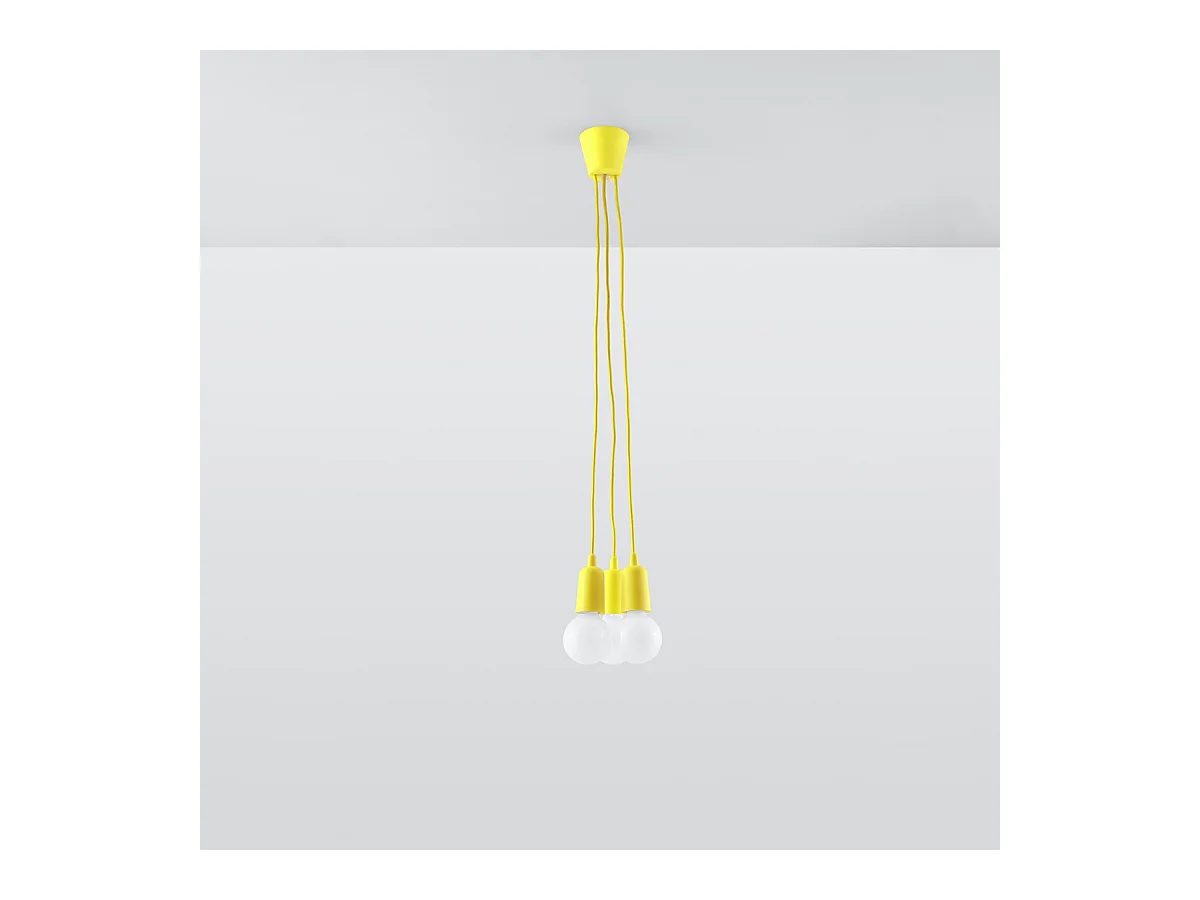 Lampes suspendues Astis moderne en PVC - 3 sources lumineuses 3000K - L.15 x H.90 cm - jaune
