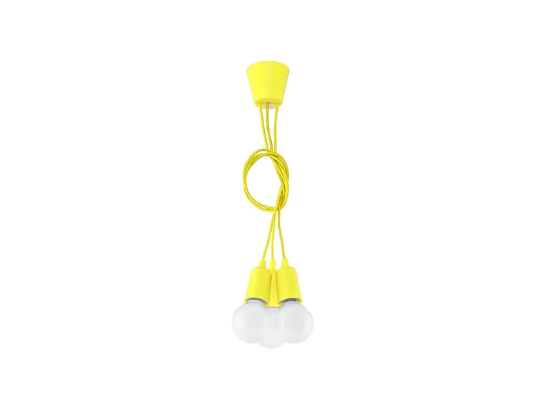 Lampes suspendues Astis moderne en PVC - 3 sources lumineuses 3000K - L.15 x H.90 cm - jaune