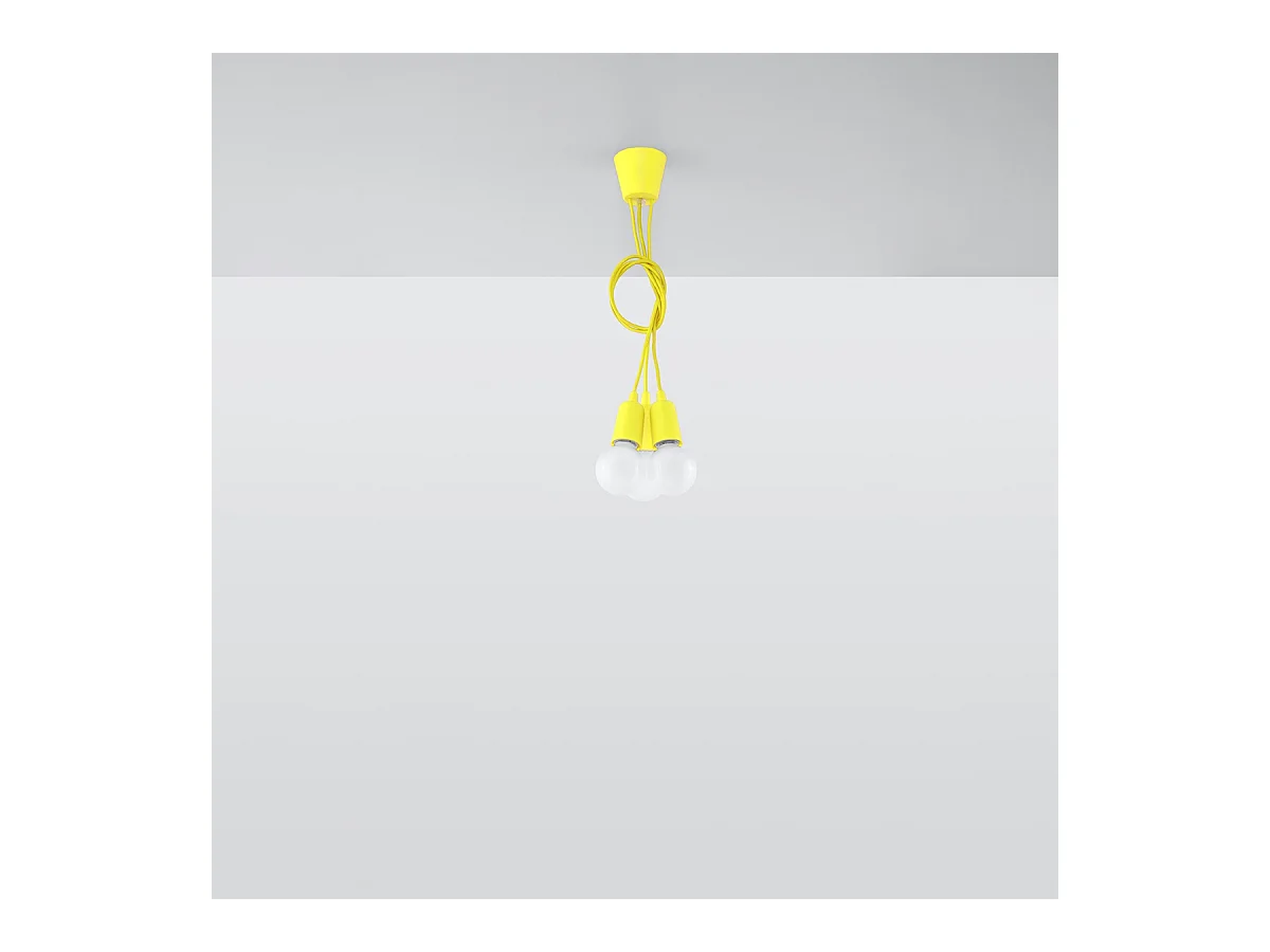 Lampes suspendues Astis moderne en PVC - 3 sources lumineuses 3000K - L.15 x H.90 cm - jaune
