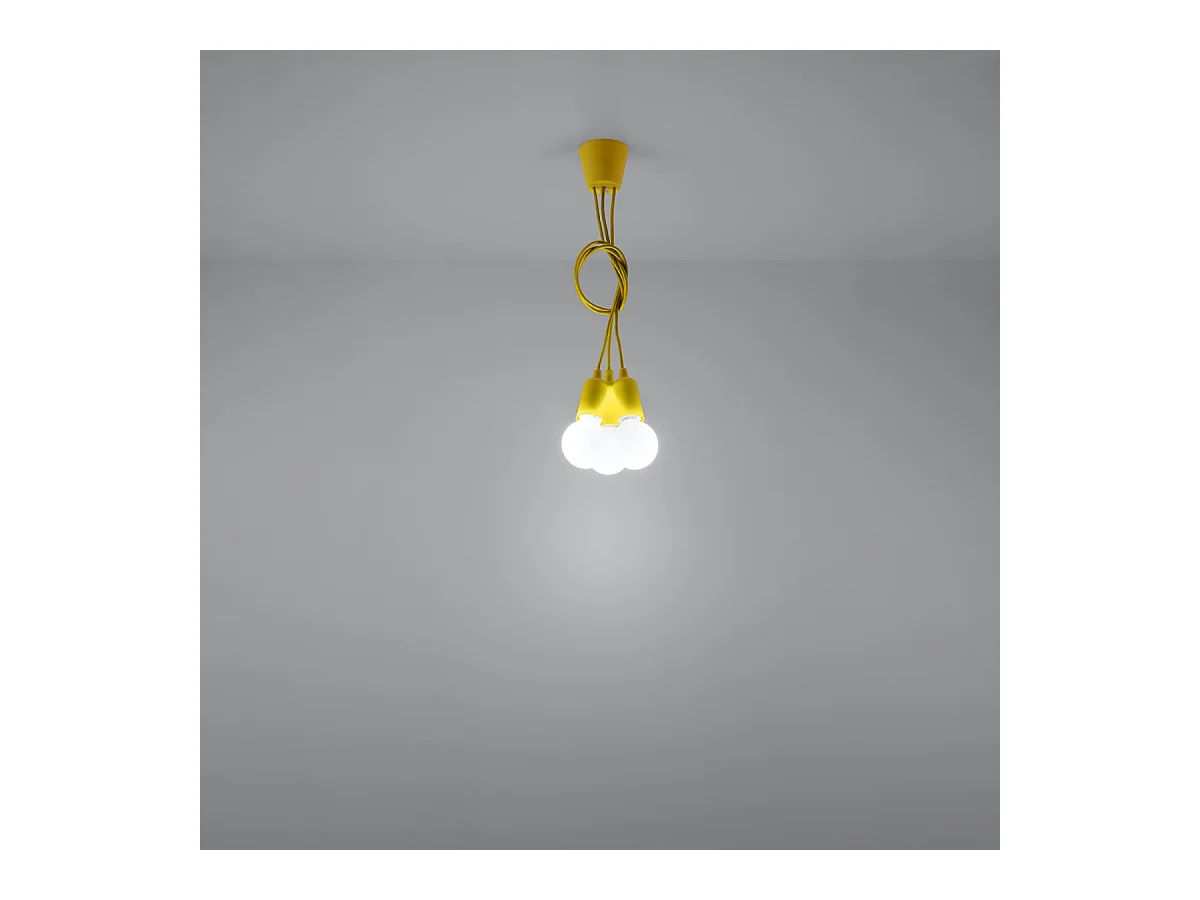 Lampes suspendues Astis moderne en PVC - 3 sources lumineuses 3000K - L.15 x H.90 cm - jaune