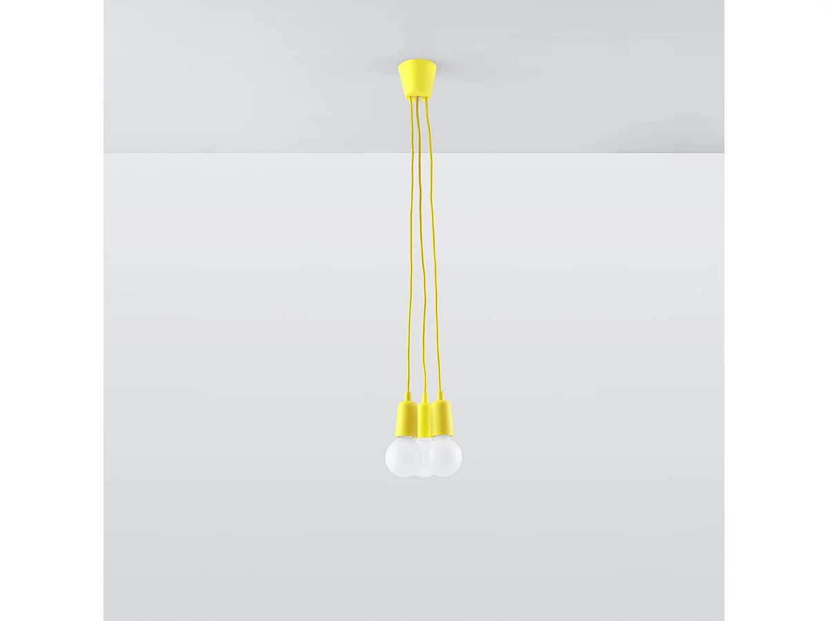 Lampes suspendues Astis moderne en PVC - 3 sources lumineuses 3000K - L.15 x H.90 cm - jaune
