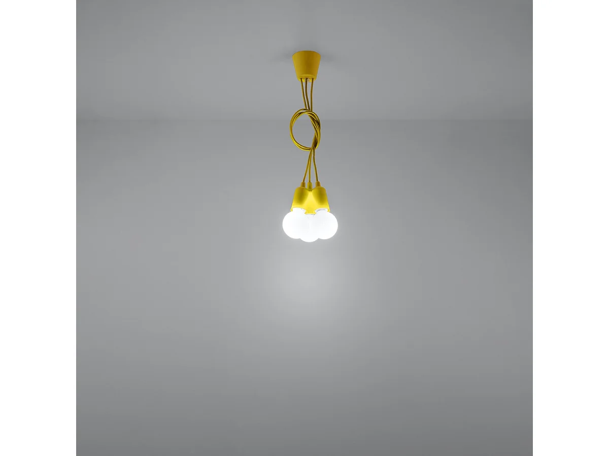 Lampes suspendues Astis moderne en PVC - 3 sources lumineuses 3000K - L.15 x H.90 cm - jaune