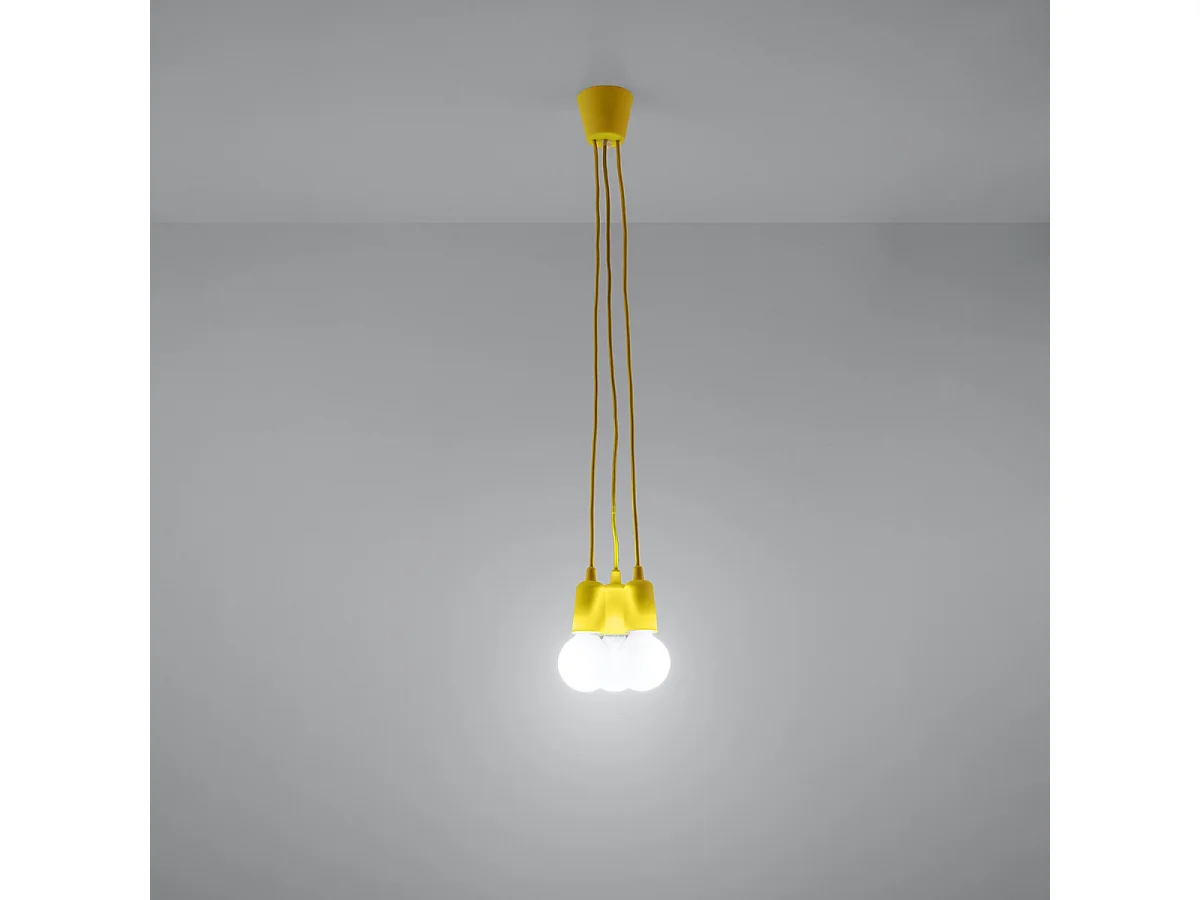 Lampy wiszące nowoczesny Astis, PVC - 3 źródło światła 3000K - L.15 x H.90 cm - żółty