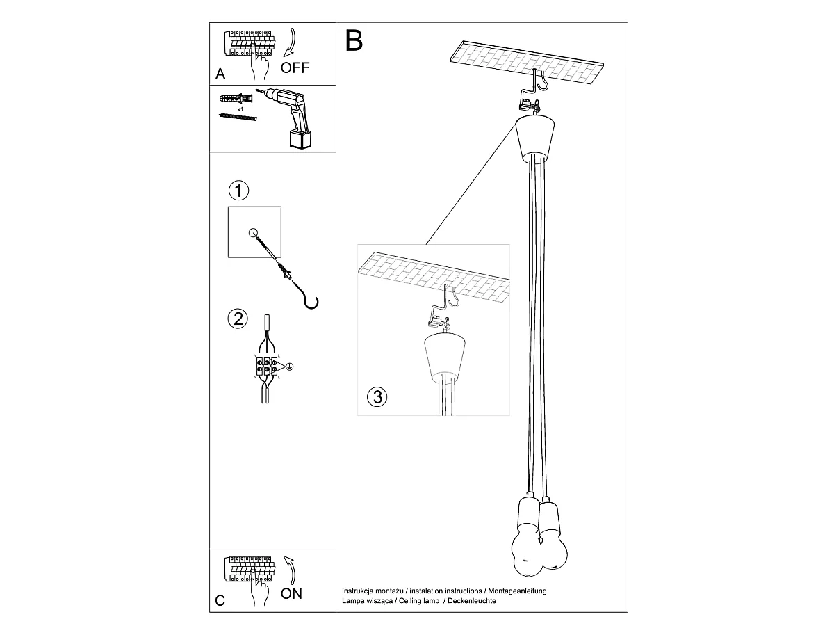 Lampy wiszące nowoczesny Astis, PVC - 3 źródło światła 3000K - L.15 x H.90 cm - żółty