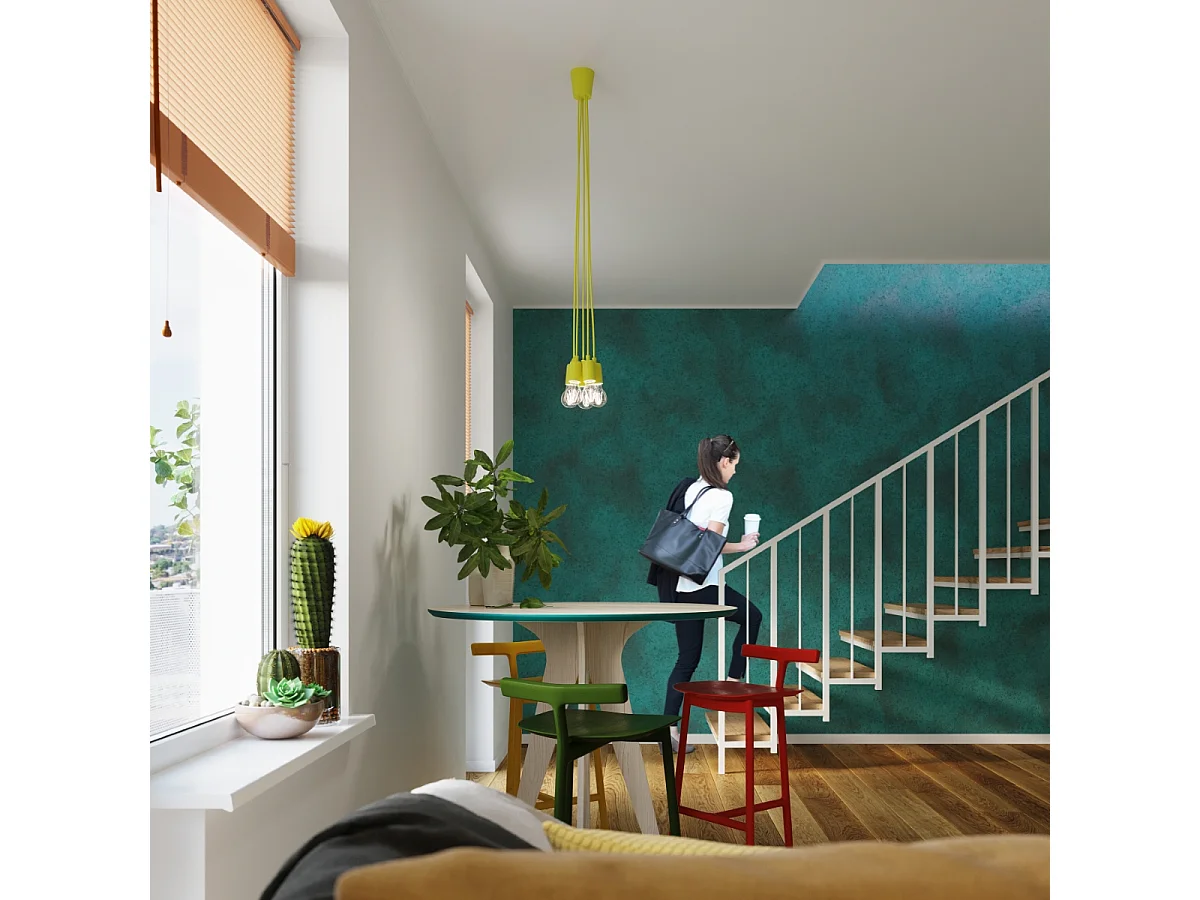 Lampy wiszące nowoczesny Astis, PVC - 3 źródło światła 3000K - L.15 x H.90 cm - żółty