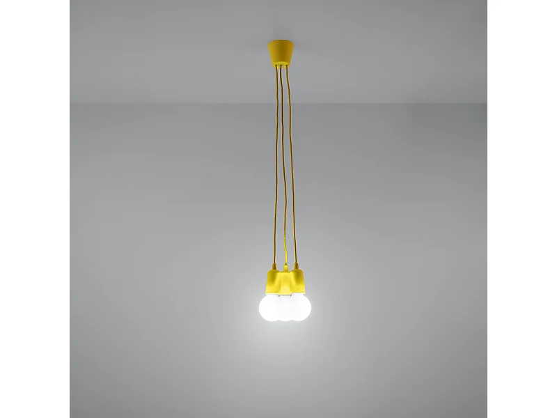 Hanglampen Astis modern van  - 3 lichtbronnen 3000K - L.15 x H.90 cm - geel