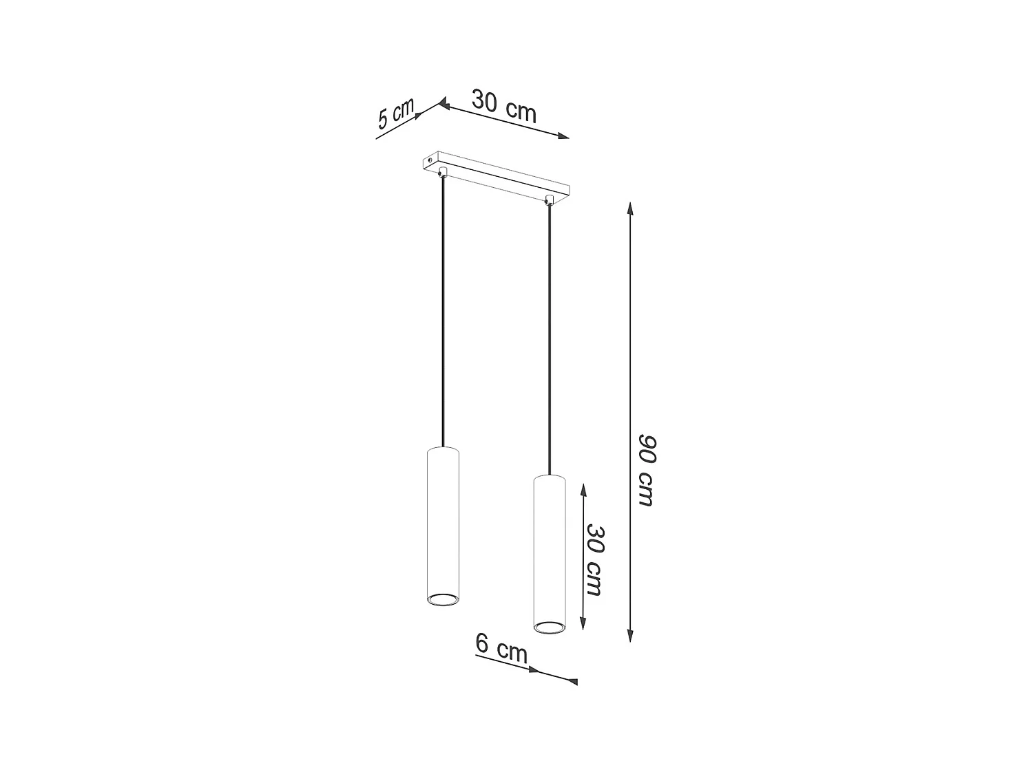 Hanglampen Toris modern van  - 2 lichtbronnen 4000K - L.30 x H.90 cm - gouden glans